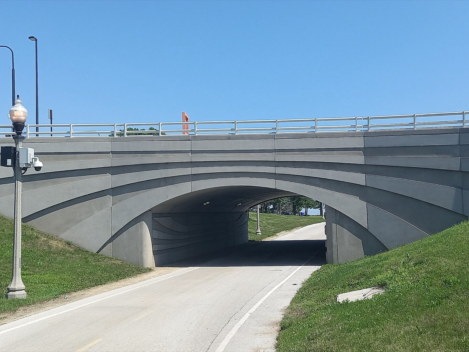 Lakefront Trail bike path passing under 31st Street in Chicago